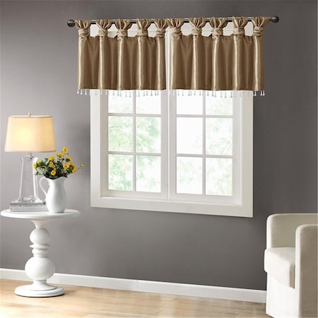 Madison Park 50 x 26 in. Emilia Twisted Tab Valance with Beads - Bronze MP41-4456